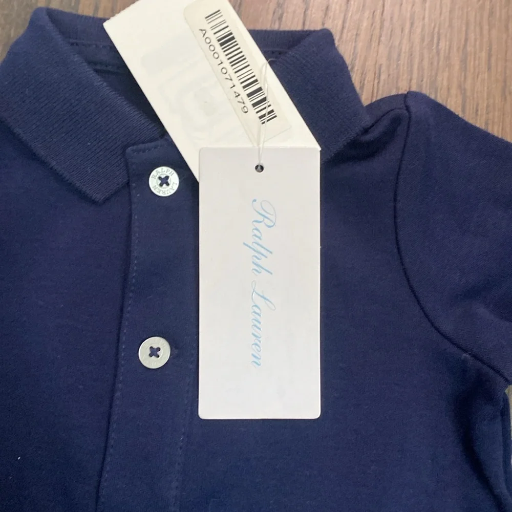 NWT Ralph Lauren Navy Baby Boy Cotton Polo Coverall 3 month - Picture 7 of 10